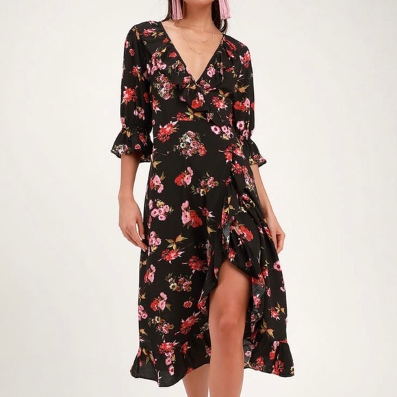 Lulus NWT Midnight Magic Floral Dress - Picture 1 of 5